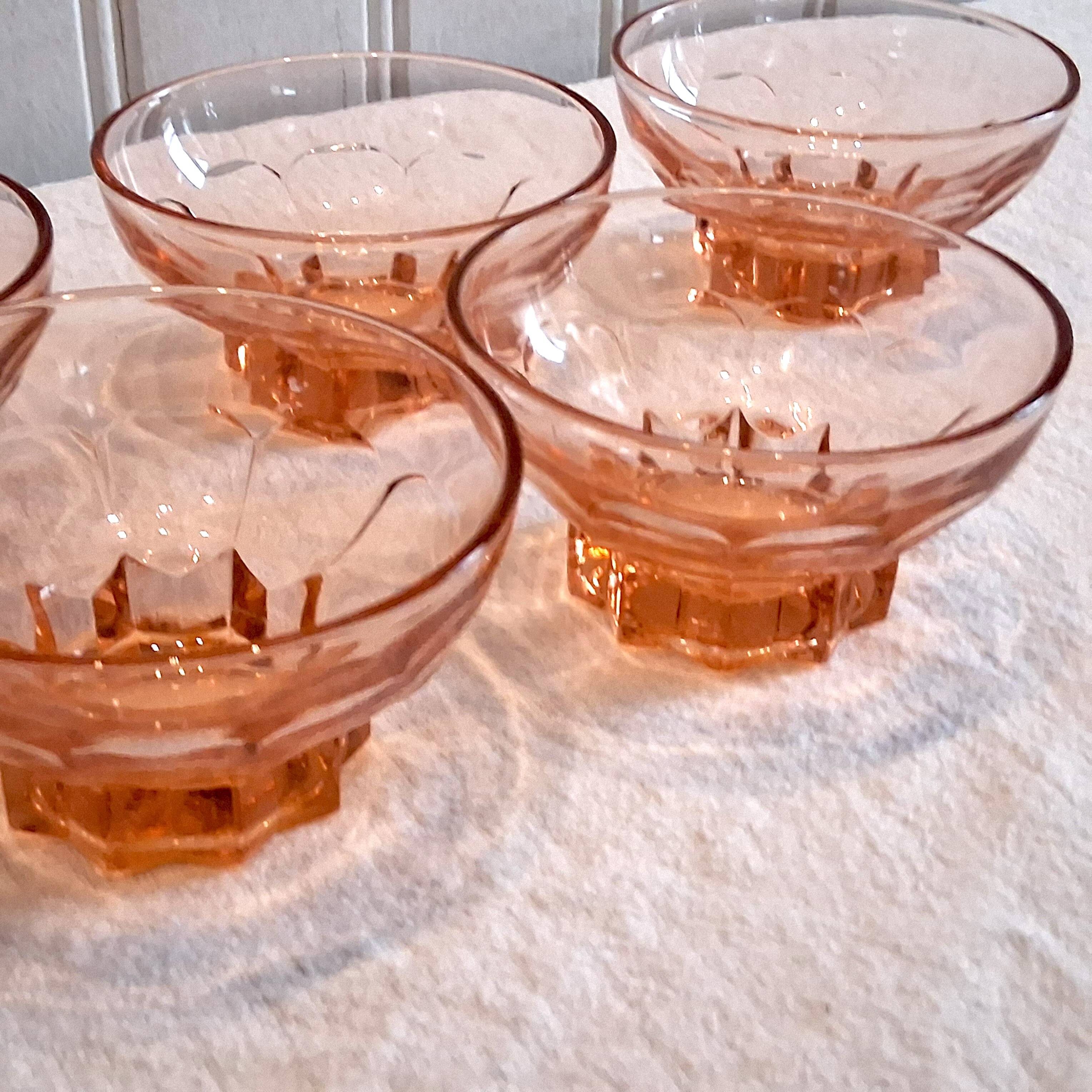 5 vintage thick glass ice cream or champagne coupes