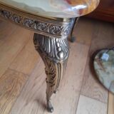 Marble and bronze brass coffee table and floor lamp set