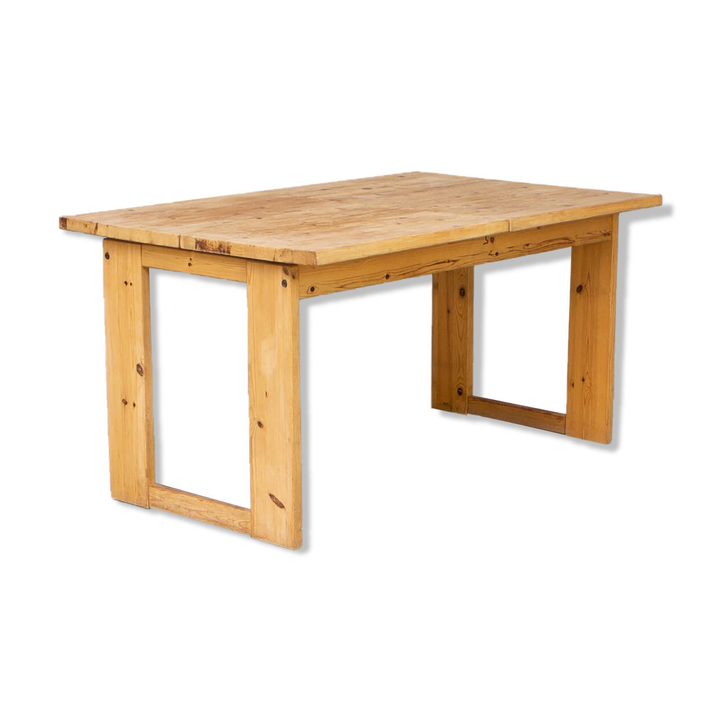 70s pine wooden extendable dining table