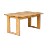 70s pine wooden extendable dining table