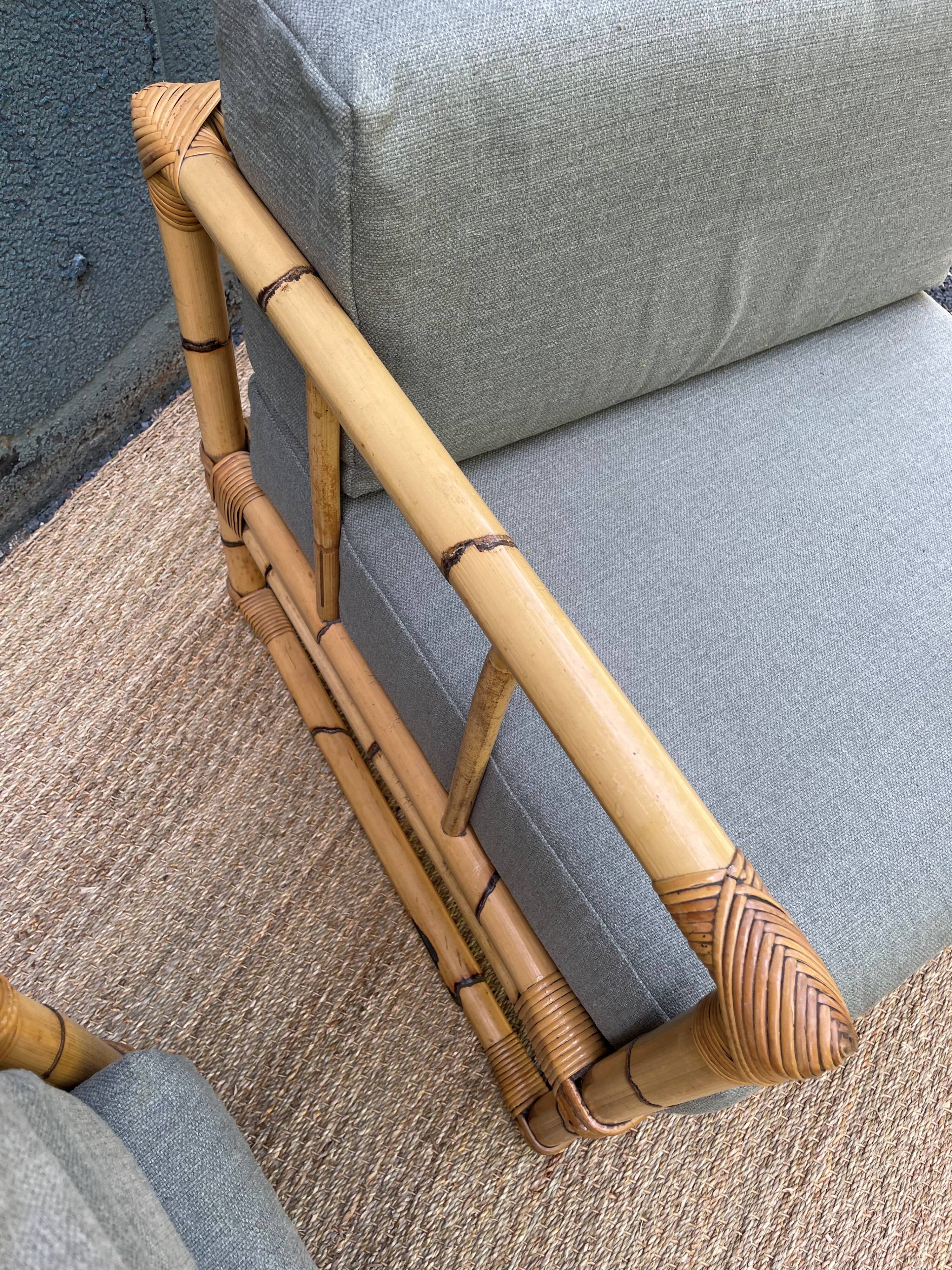 Paire de fauteuils en rotin vintage