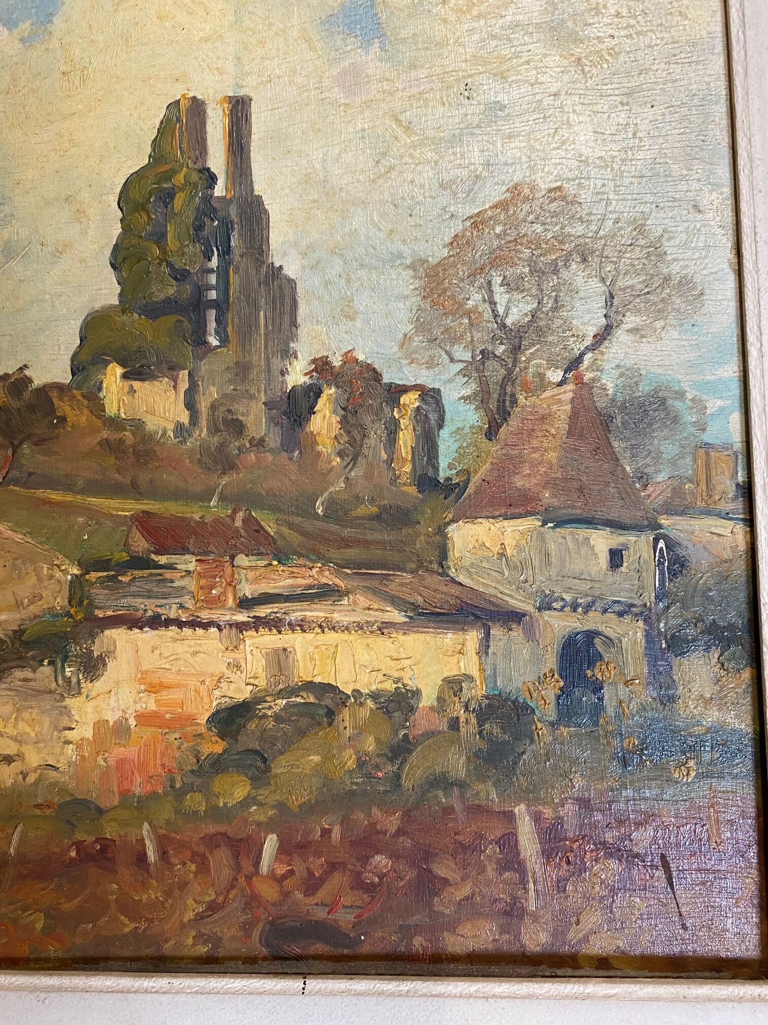 Basque farmhouse oil painting signed marcel poissonnié early twentieth with frame