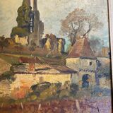 Basque farmhouse oil painting signed marcel poissonnié early twentieth with frame