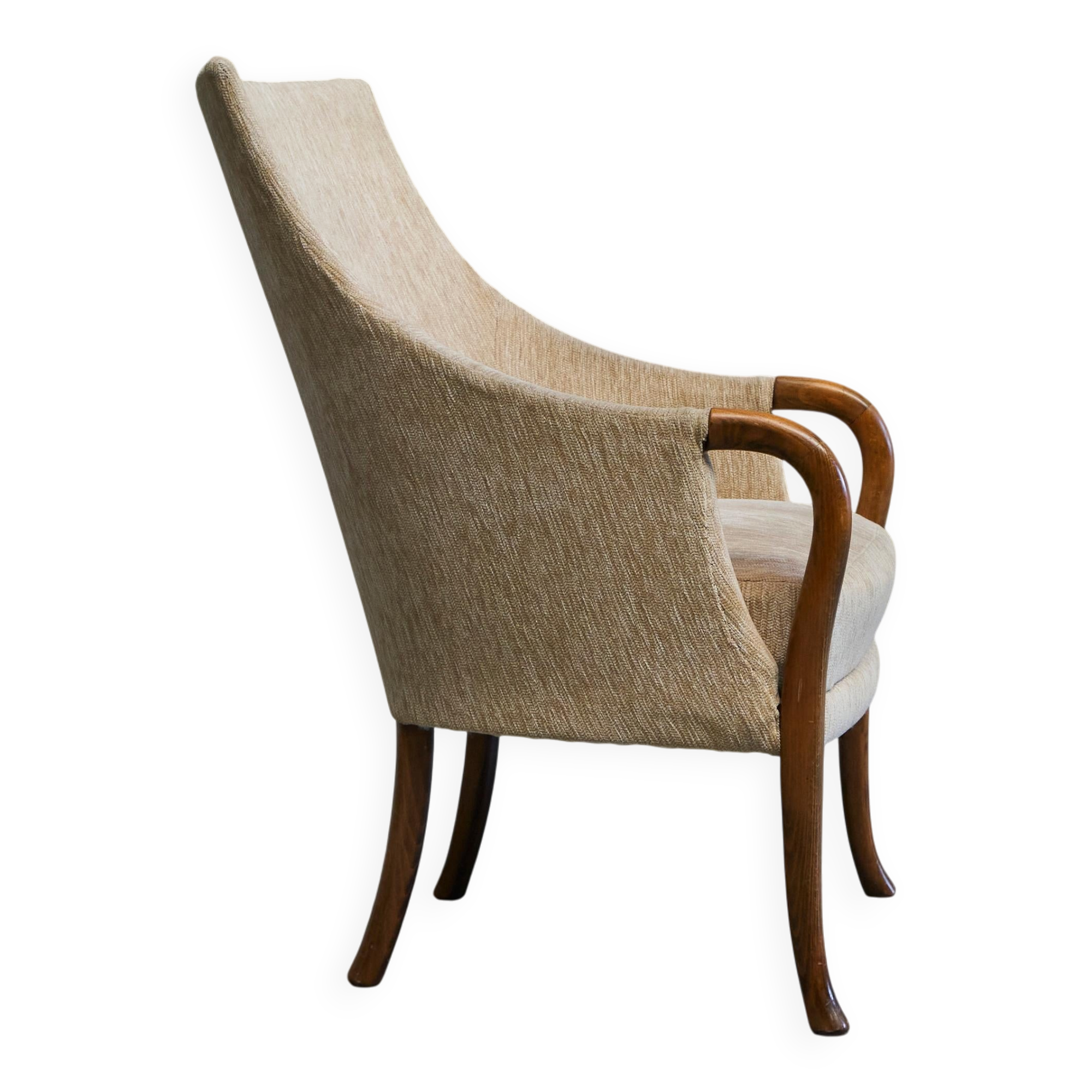 Mid-Century armchair in wool and beech, 1950s