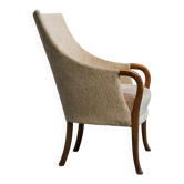 Fauteuil Mid-Century en laine et hêtre, années 1950
