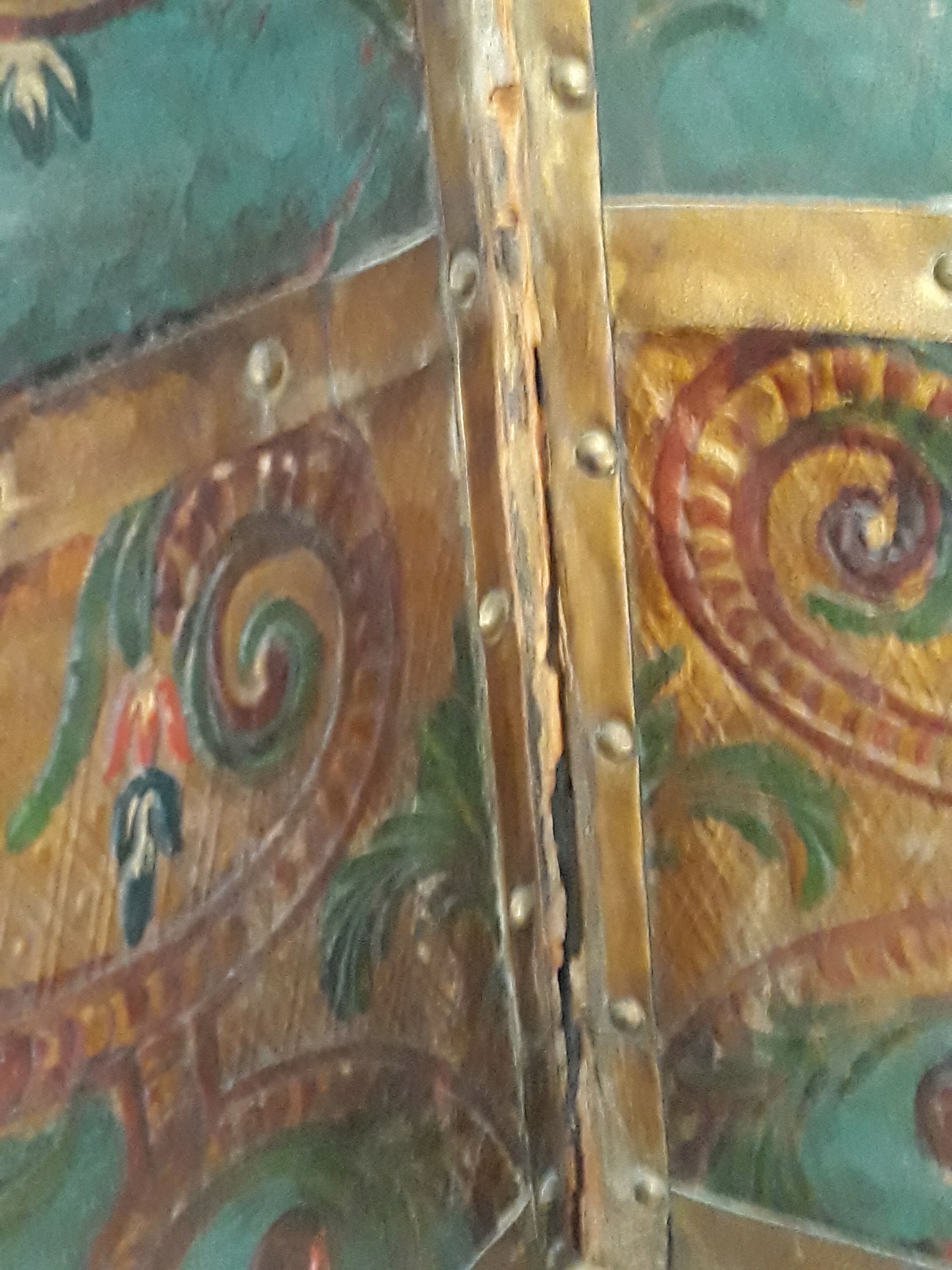 18th-century screen in Cordovan leather