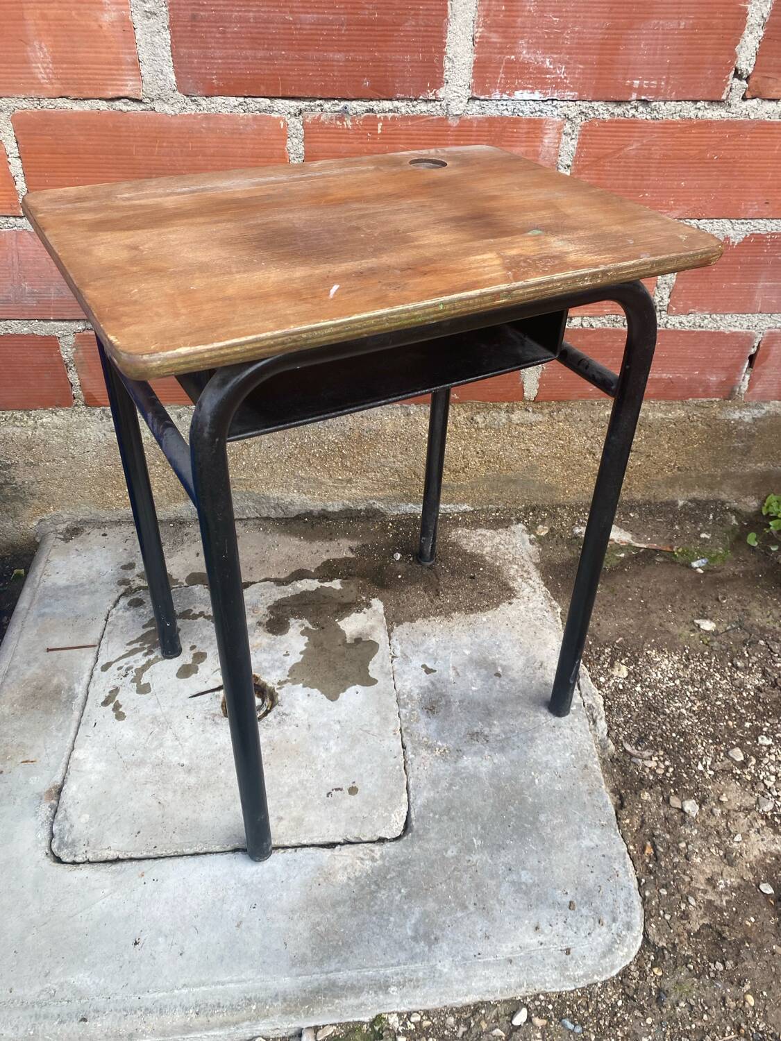Old children's desk, metal and wood