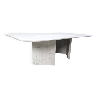 Table basse vintage en marbre blanc, années 1970
