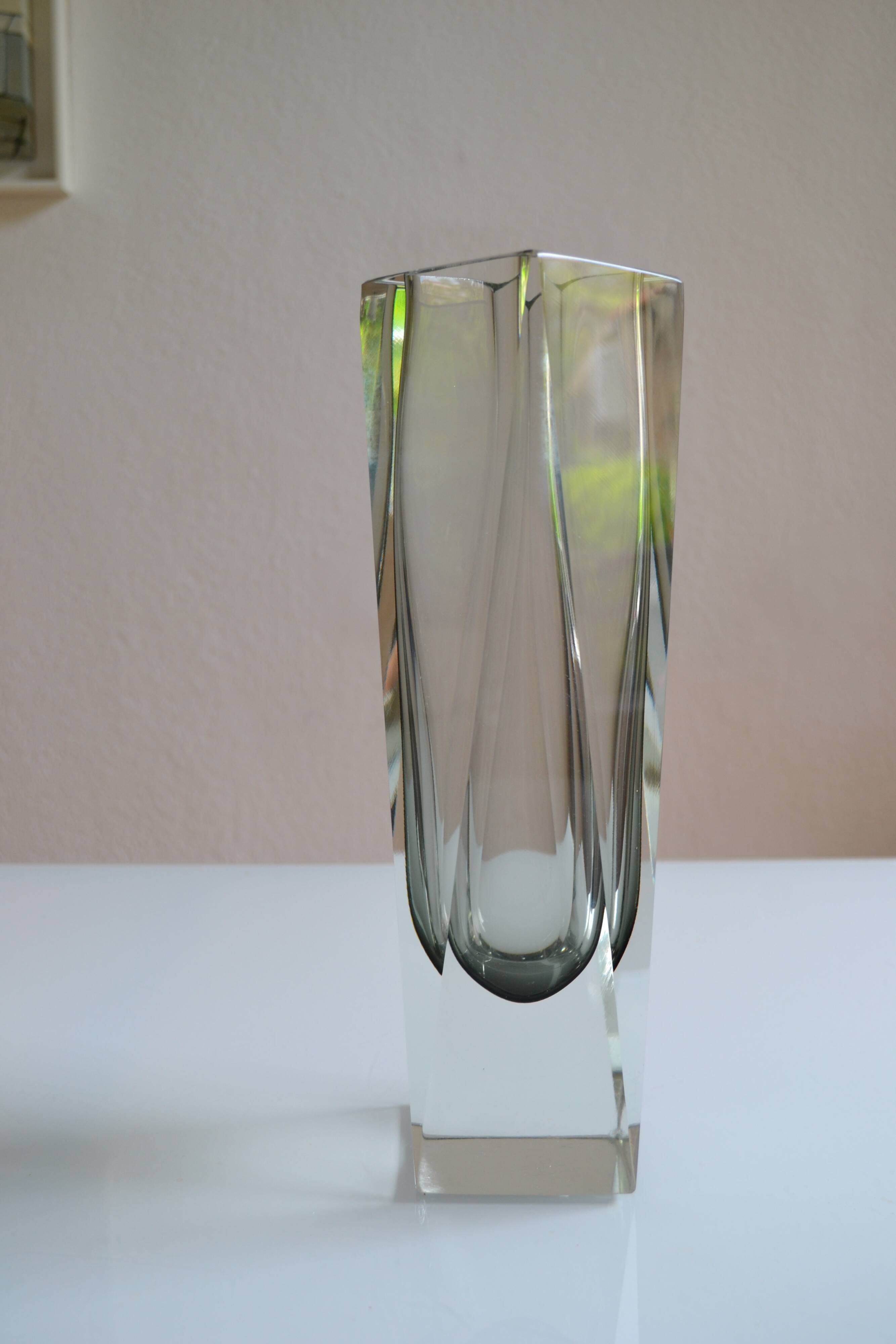 Murano Sommerso Vase Gray Blue 30 cm Vintage 1970