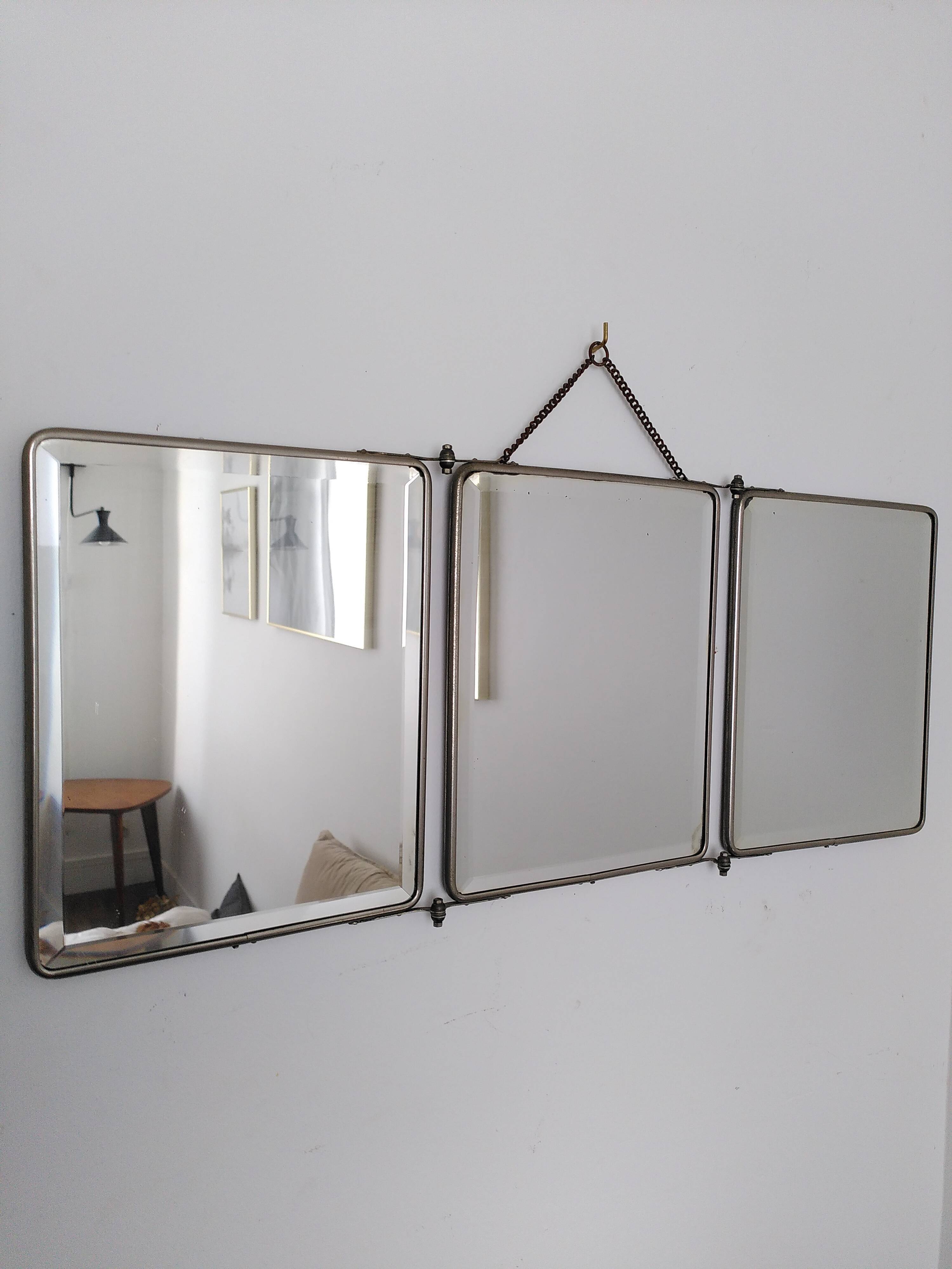 Triptych barber's mirror