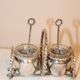 Silver-plated metal salt and pepper shakers