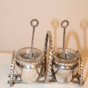 Silver-plated metal salt and pepper shakers