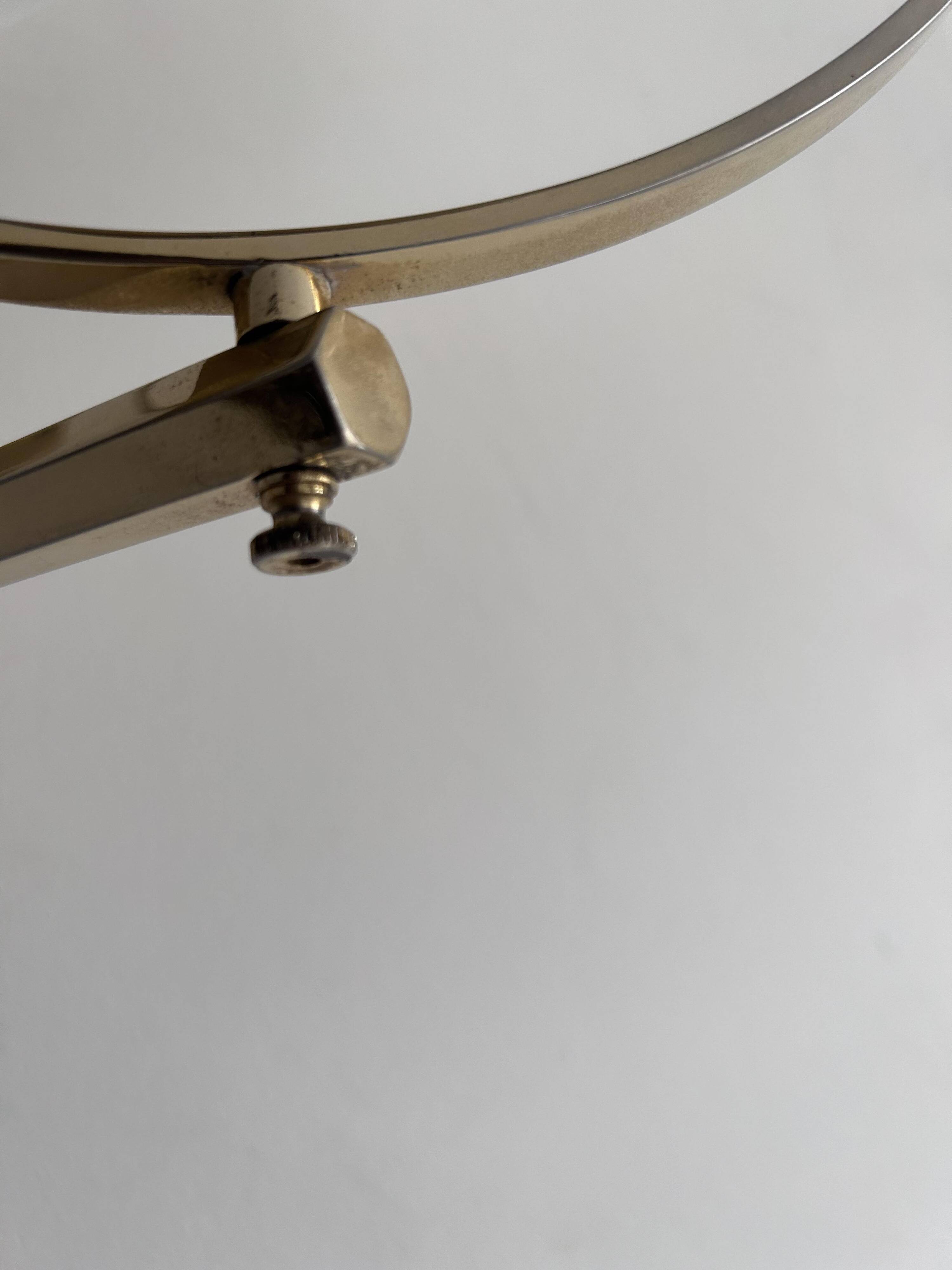 Vintage illuminated adjustable brass mirror, Arpin Paris, France 1970