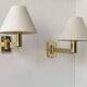 Pair of vintage adjustable wall lights, solid brass, Sweden 1970