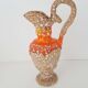Ceramic vase Fat lava orange and beige Vintage