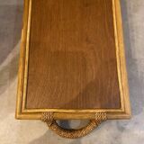 Rectangular rattan and weaved mat tray with double handles