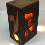 Brutalist ceramic lamp with stylized bird decor