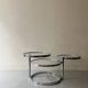 round and rotating coffee table in glass and chrome, design 1970