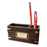 Wooden and brass pencil pot