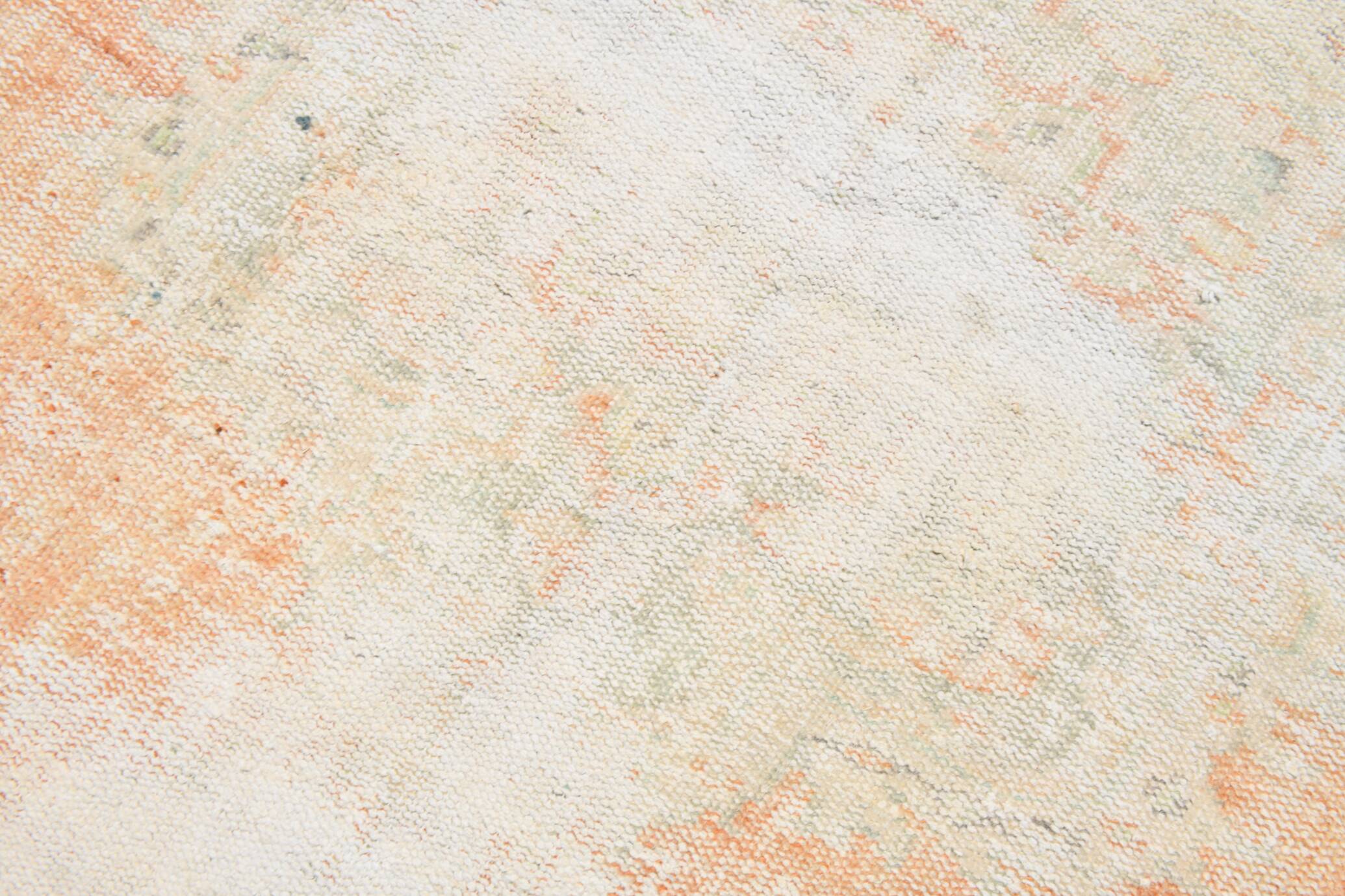 Tapis Oushak Vintage, Laine Turque Pêche & Ivoire, 179x294 Cm