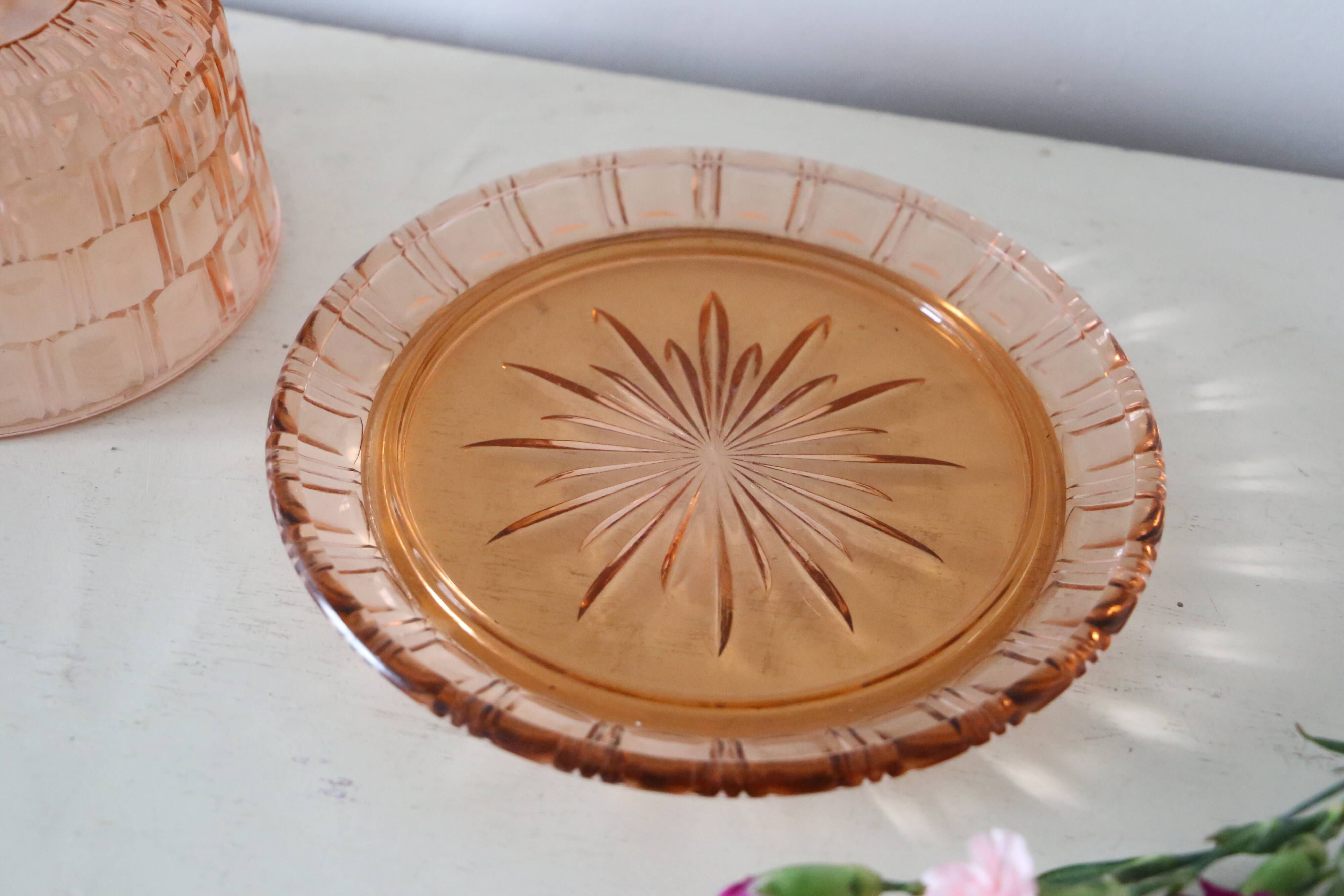 Bell and top in pink glass, vintage