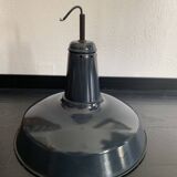 Vintage 1940s pendant lamp with marine enamel bowl - 47 x 40 cm
