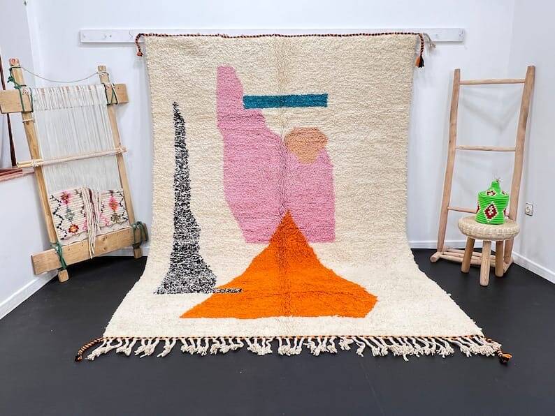 Berber rug in pure wool, colored, size 150 x 250 cm