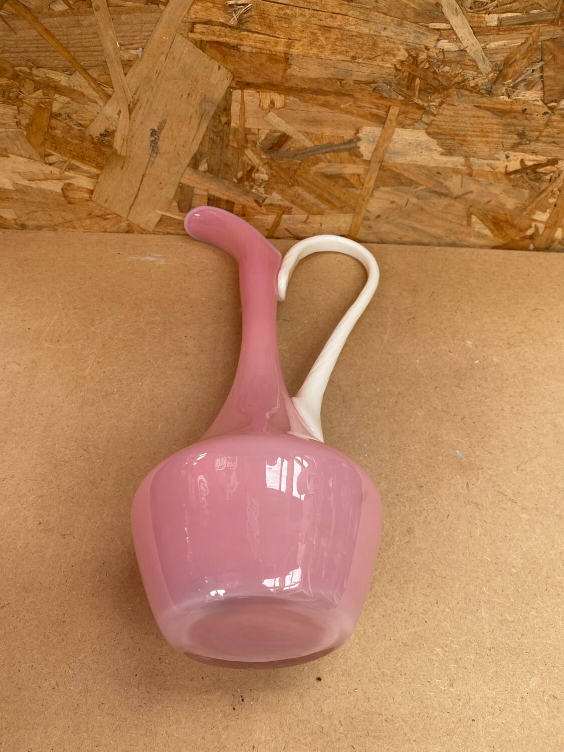 Antique opaline pink & white pitcher ewer vintage