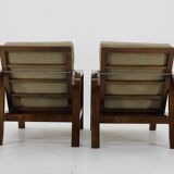 1930s Pair of Art Deco Armchairs in Walnut Finish, Czechoslovakia