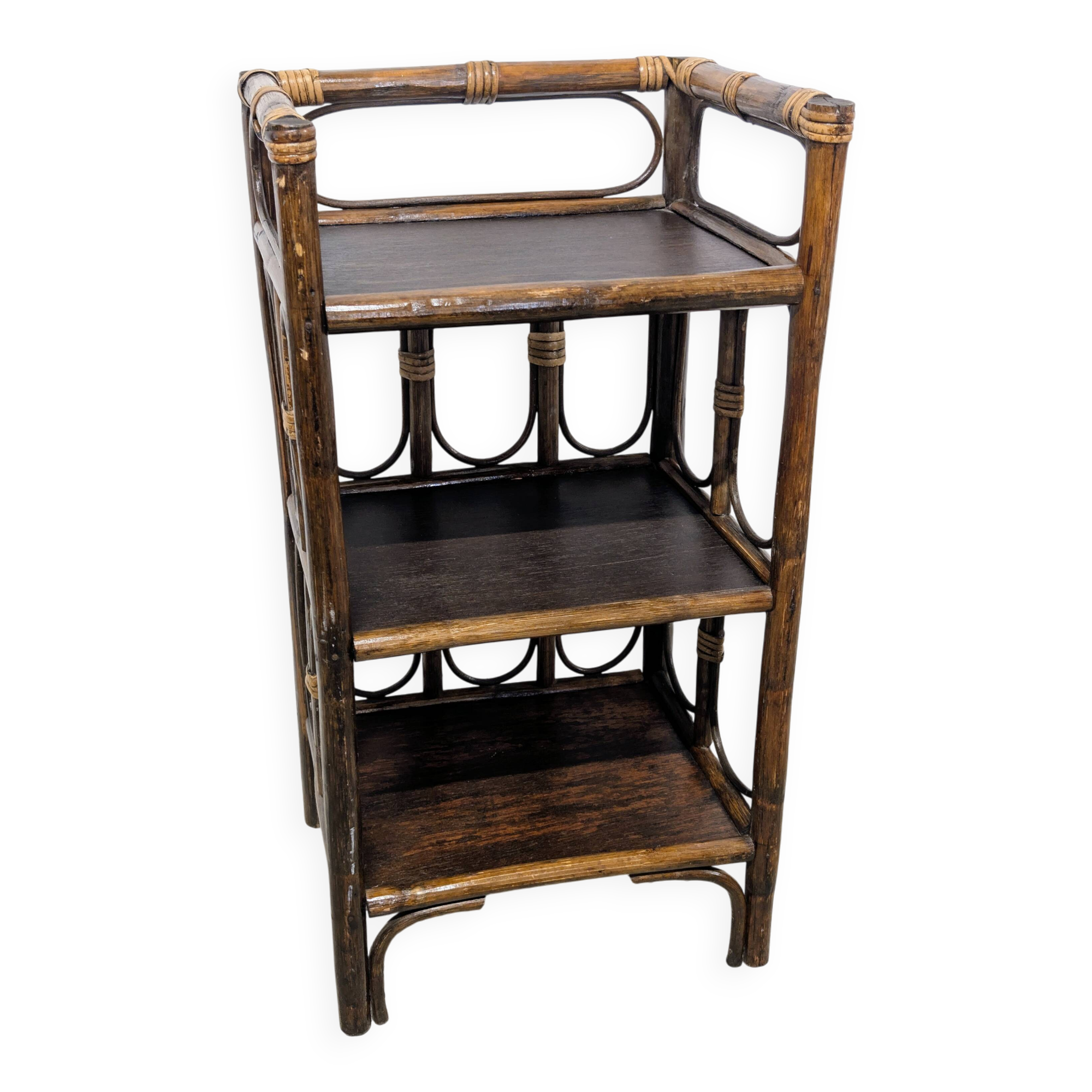 Small rattan and wood shelf