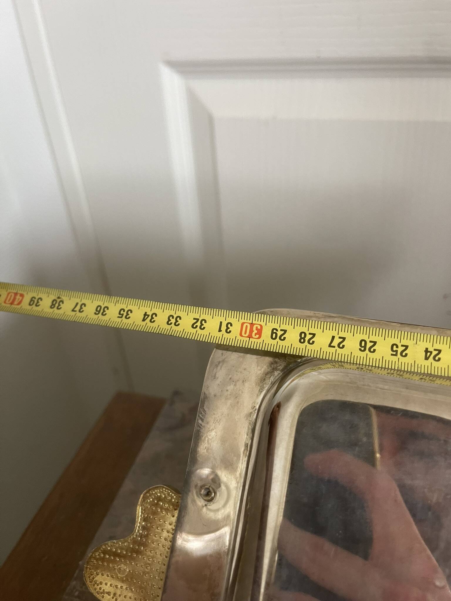 Vintage Silver-Plated Metal Art Deco Serving Tray with Gilded Knot Handle