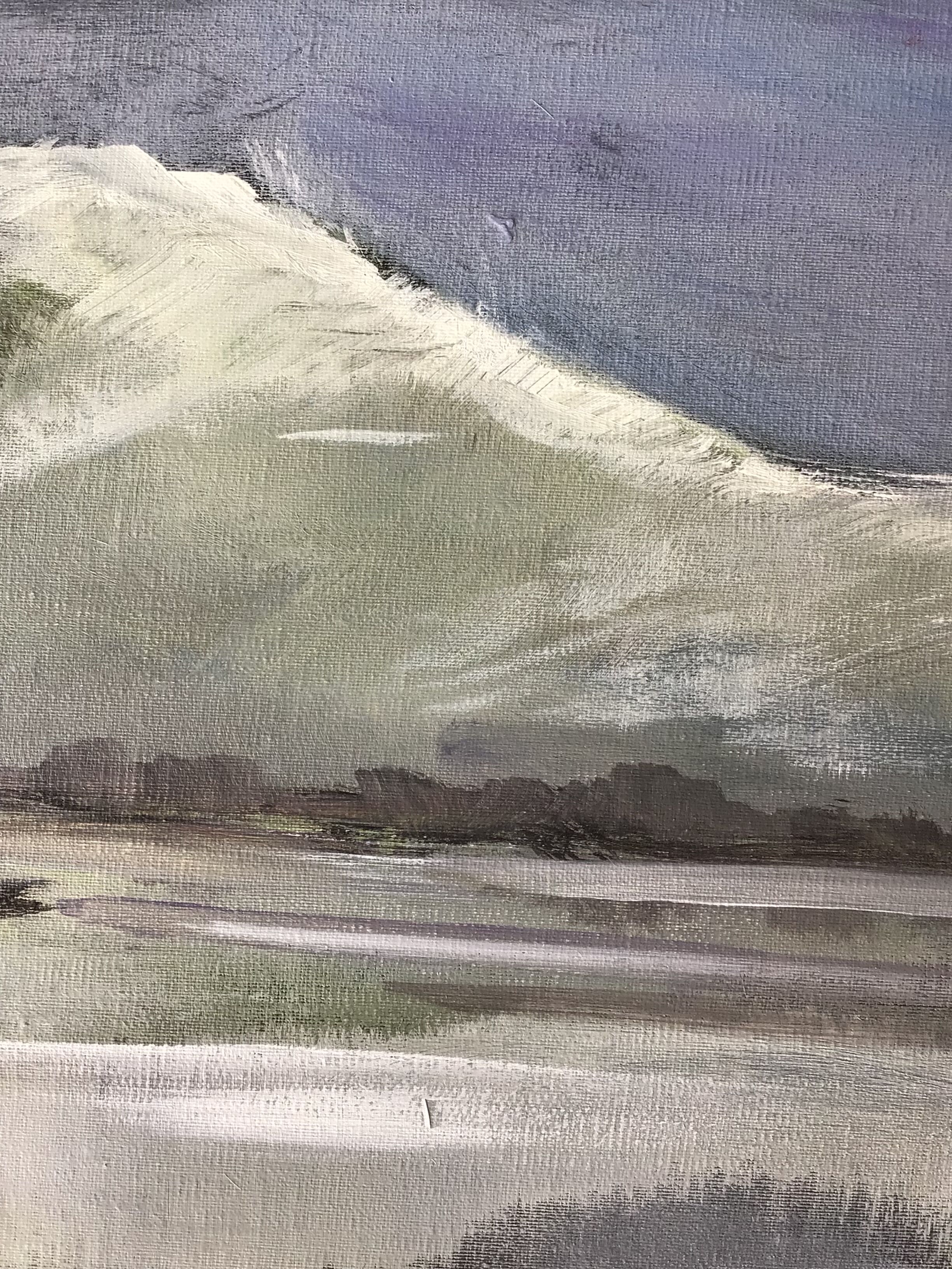 Painting on canvas snowy Northern landscape signed