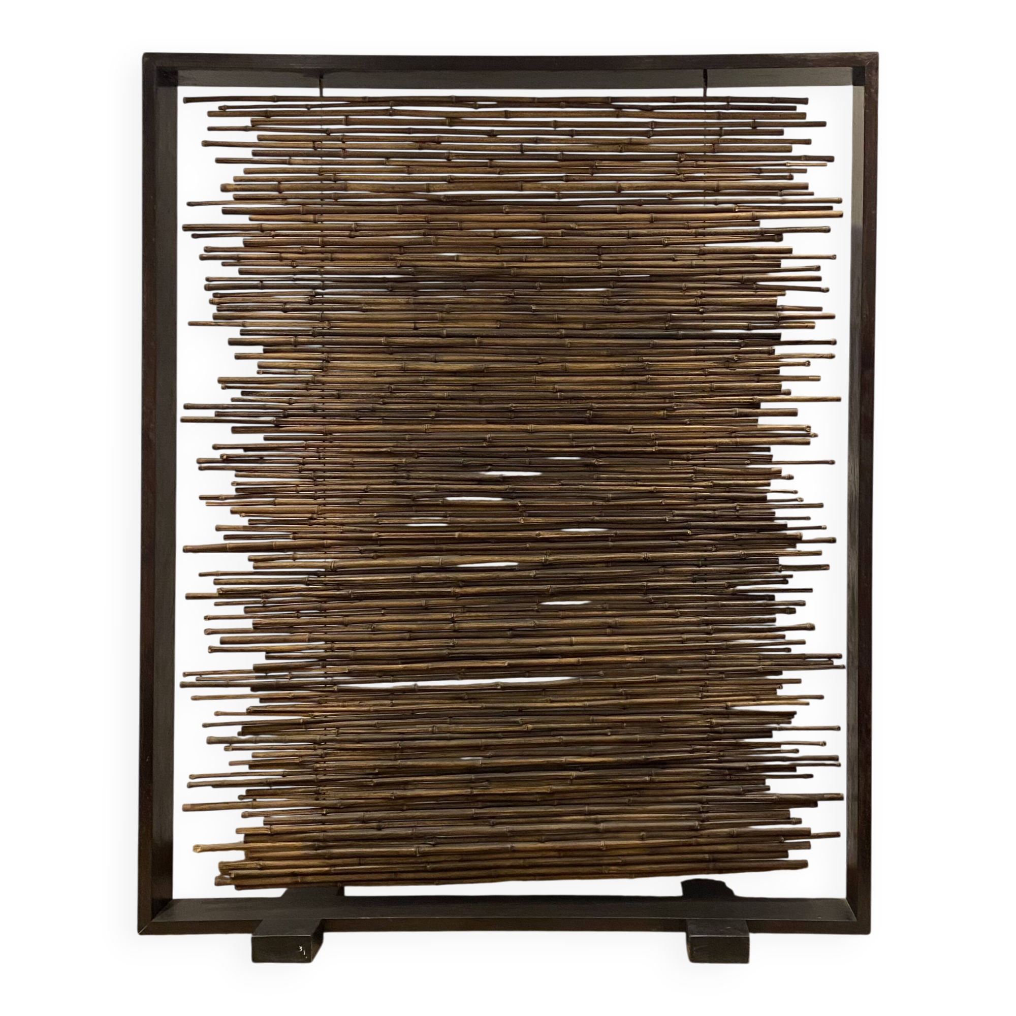 Exotic wood and bamboo privacy screen