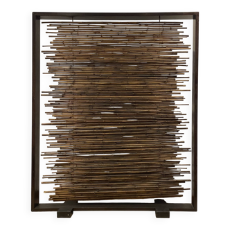 Exotic wood and bamboo privacy screen