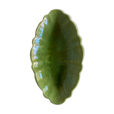 Green varnished earth ravine dish with 1960 Vallauris godrons