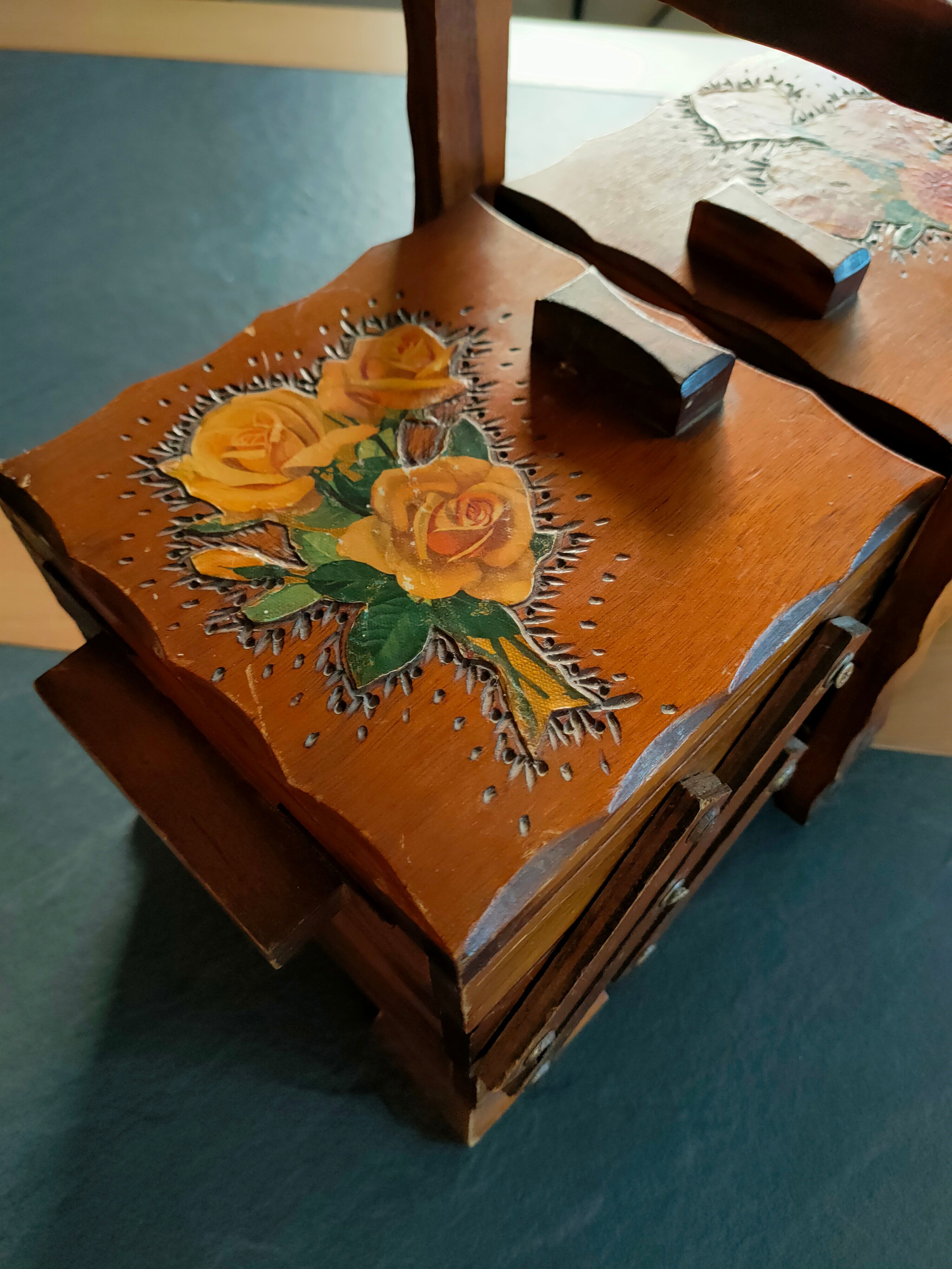 Vintage worker table sewing box