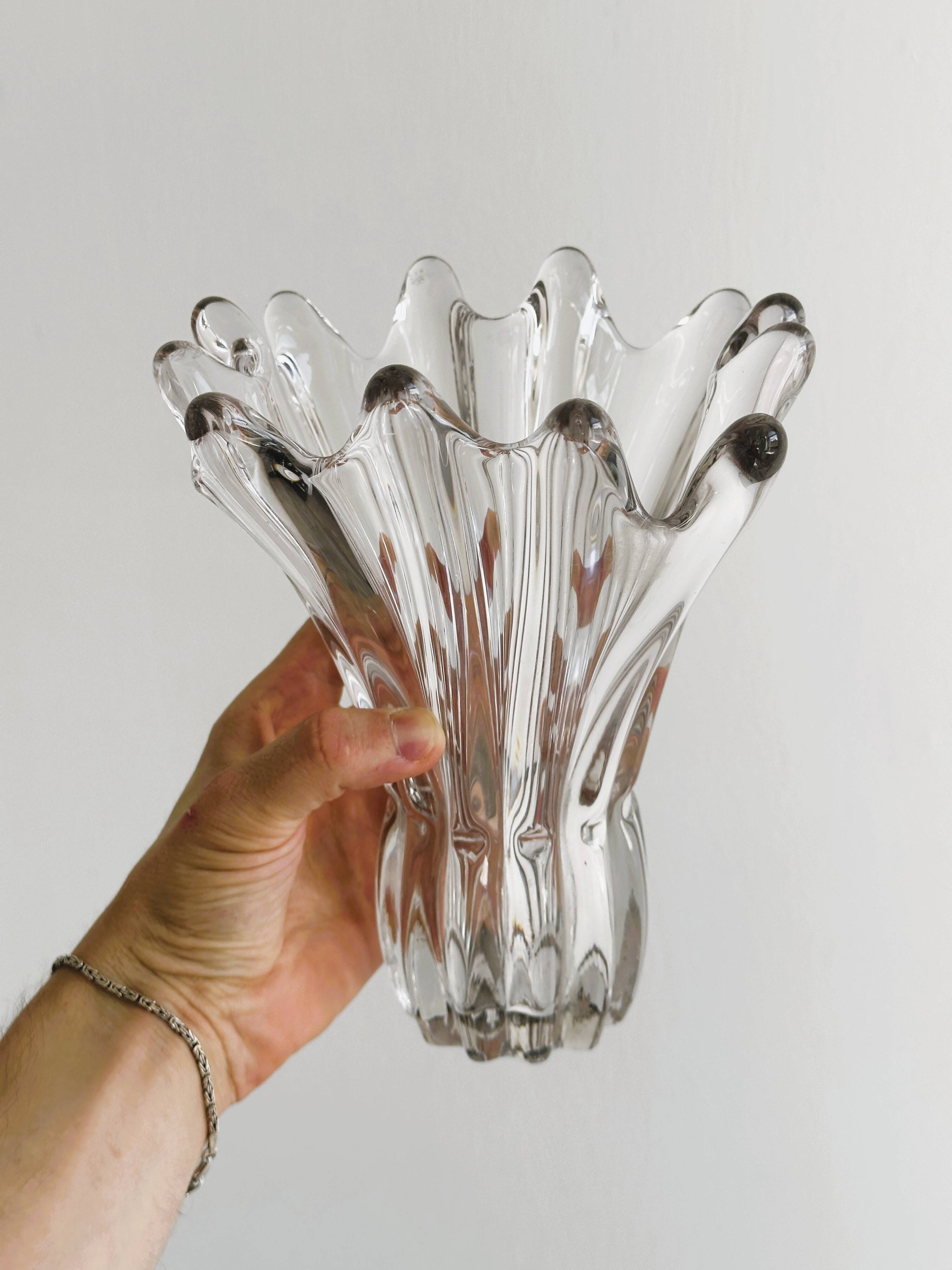 Vintage transparent white glass vase