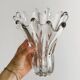 Vase vintage en verre blanc transparent