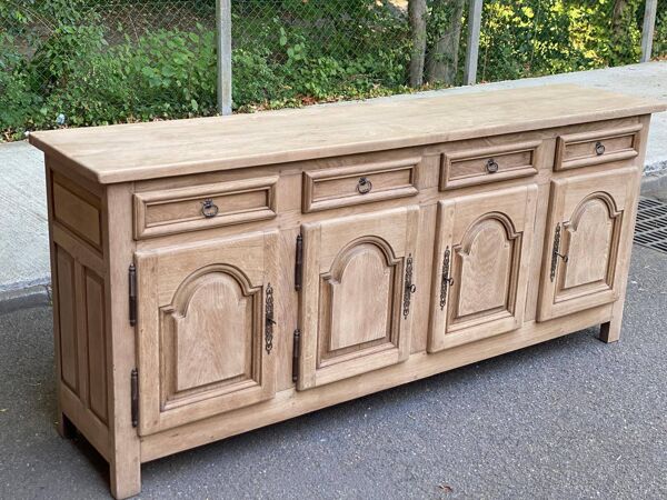 Enfilade décapée en chêne massif brut 1950 232cm