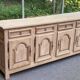 Stripped oak enfilade from 1950, 232cm.