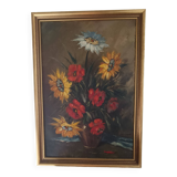 Oil on canvas still life with flowers signed soriano