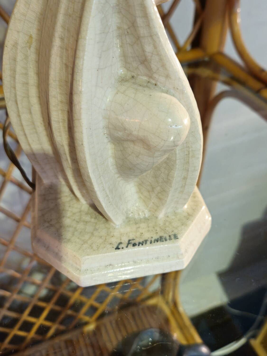 Lampe Céramique Art Déco 1930 Signé Fontinelle