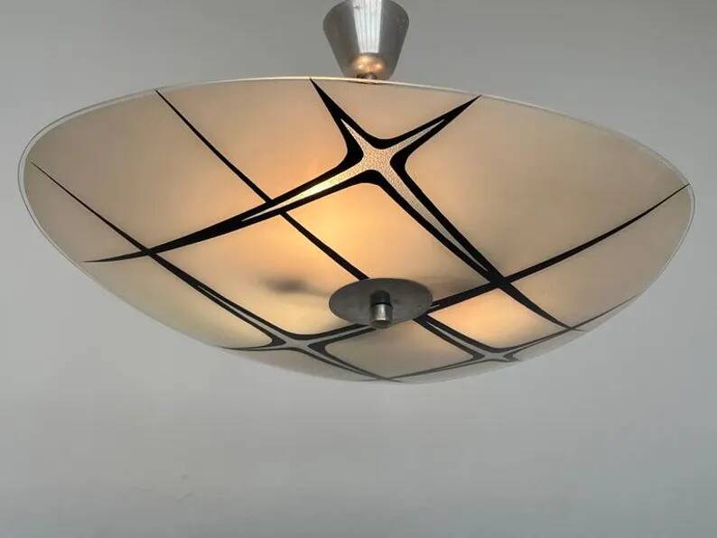 Mid-century design glass pendant by Napako, Czechoslovakia, 1970s.