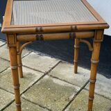 Faux Bamboo and Glass Side Table