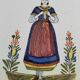 Hand-painted Breton plate, decorated with a woman knitting, 1950s