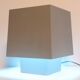 Grey metal cubic design lamp, coloured filters and Japanese signature.