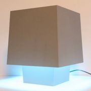 Grey metal cubic design lamp, coloured filters and Japanese signature.