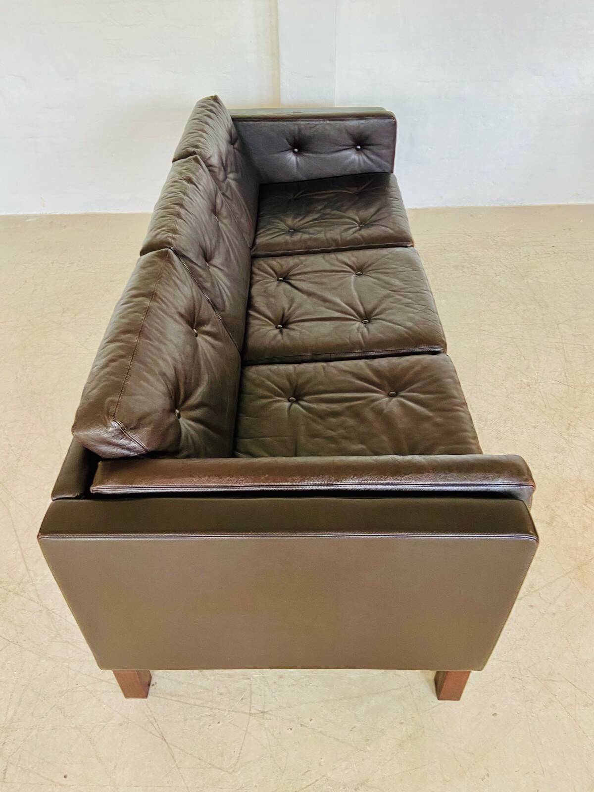 Vintage Danish Erik Jørgensen brown leather 3 seater sofa