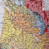 Old map of the Nouvelle-Aquitaine and Pyrenees region from 1945