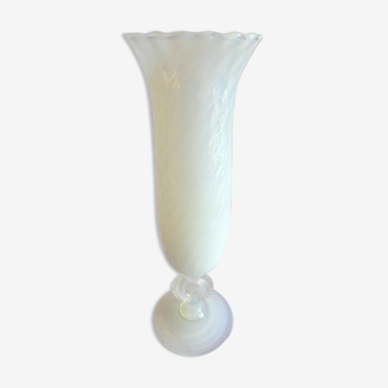 White glass vase